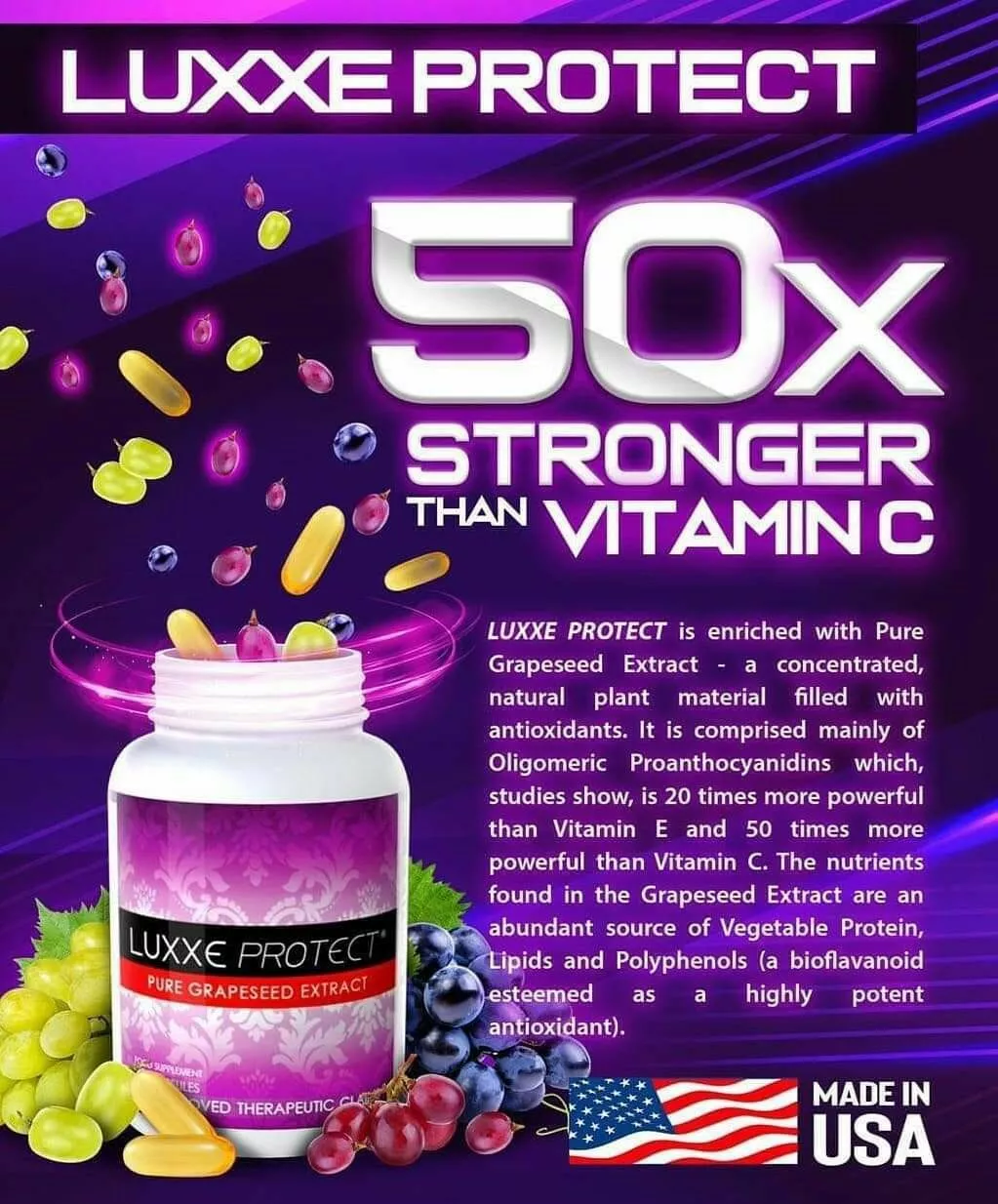 LUXXE PROTECT (Grapeseed Extract) 30 Capsules 500mg