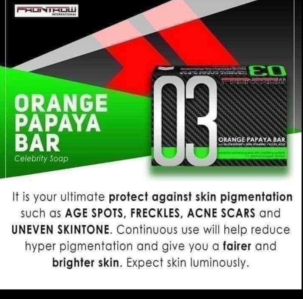 Frontrow Orange Papaya Soap Bar 03 (with Glutathione + Skin Vitamins + Kojic Acid)