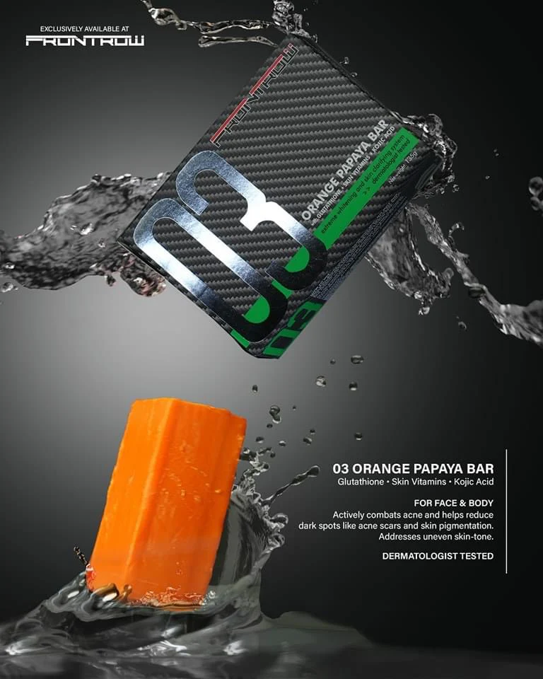 Frontrow Orange Papaya Soap Bar 03 (with Glutathione + Skin Vitamins + Kojic Acid)